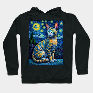 The Devon Rex Cat in starry night Hoodie